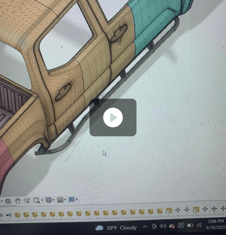 Screenshot of a CAD design for a vehicle body.